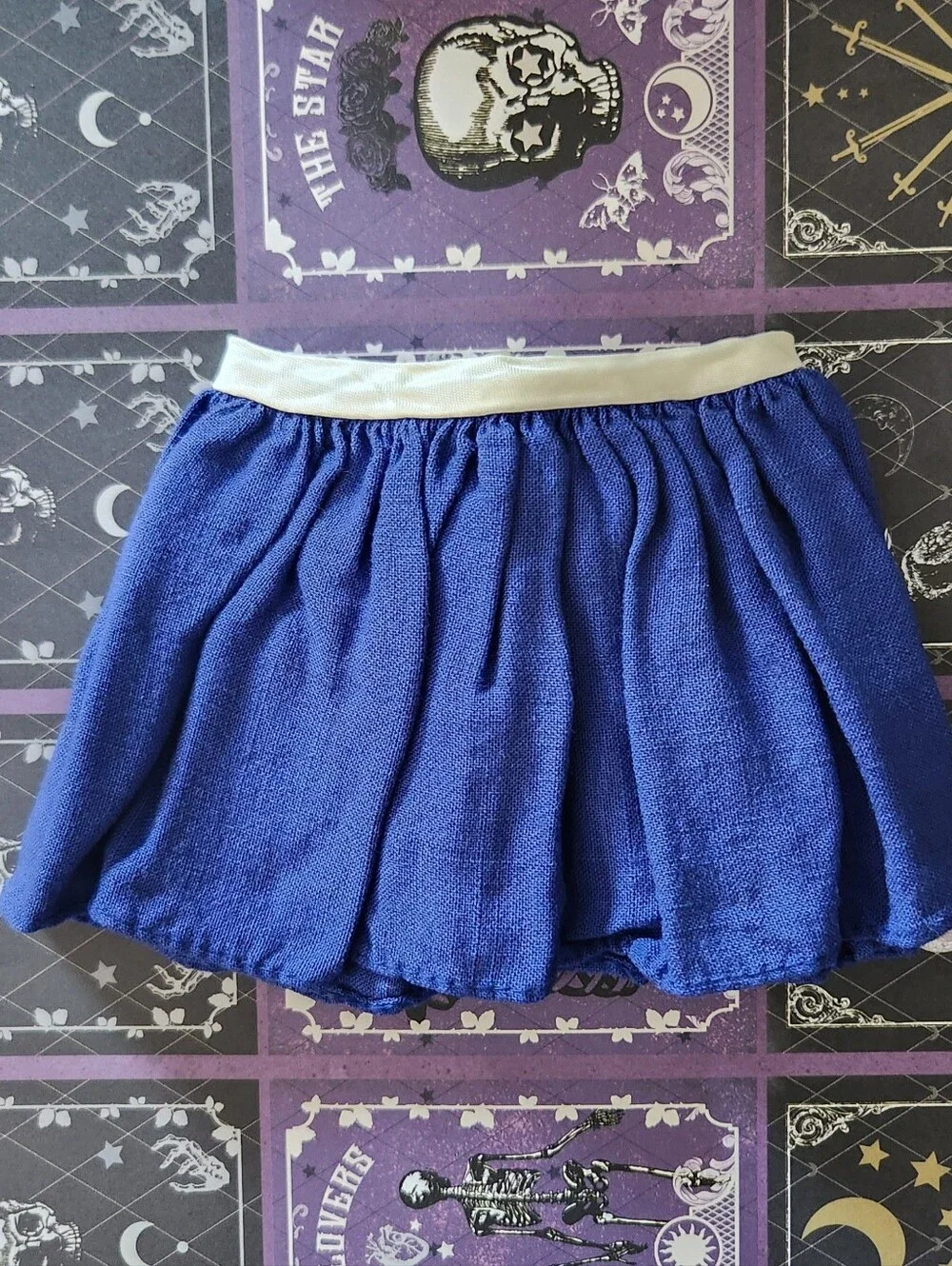 Baby Doll Fashion 018 VINTAGE NAVY BLUE Linen Wrap Skirt fits 18 Inch Dolls